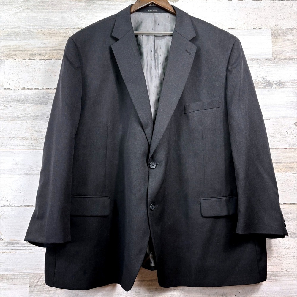 Joseph & Feiss Blazer Mens 56 Regular Black Wool Two Button Sport Coat Executive